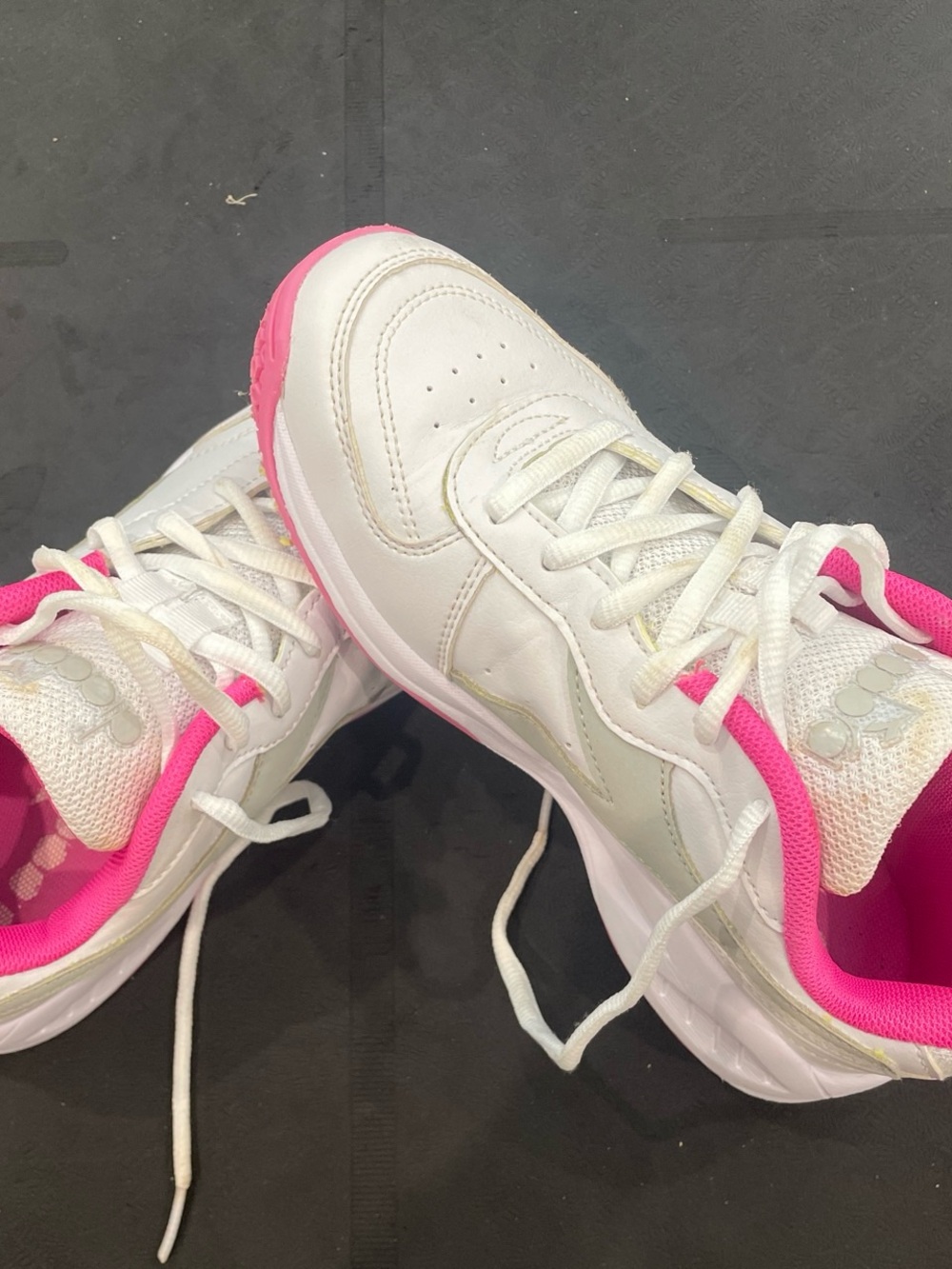 Diadora White Sneakers with Hot Pink Lining